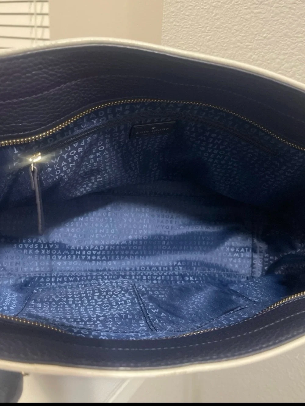 Kate Spade NY Pebbled Leather Chester Street Allyn Navy Satchel handbag tote